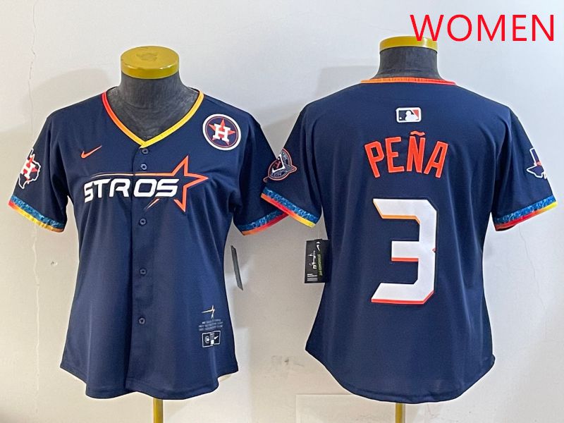 Women Houston Astros #3 Pena Drak Blue Fourth generation Joint Name 2025 Nike MLB Jersey style 4